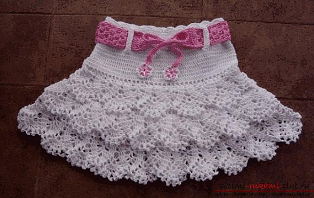 How to crochet for a girl skirt with frills in two versions and one smooth skirt. Photo №1