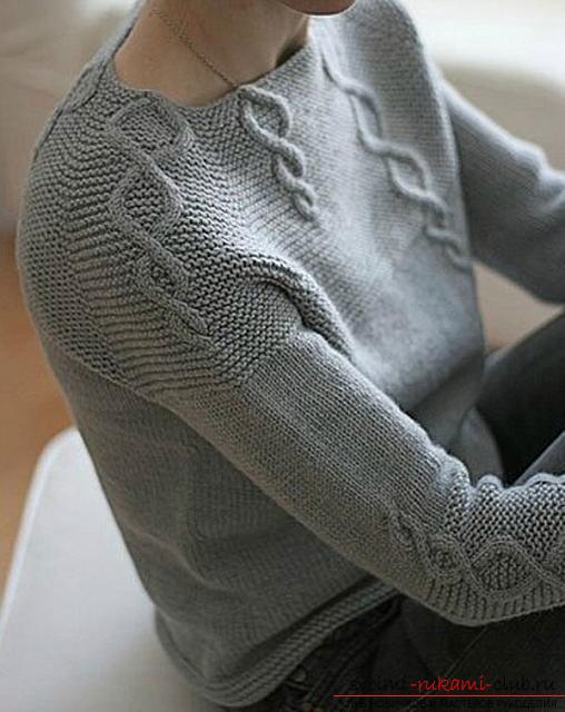 How to tie a pullover with a braid pattern. Photo №5