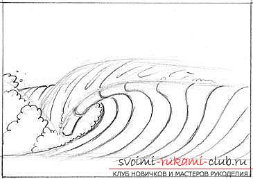 Lesson of drawing a sea wave. Photo №5
