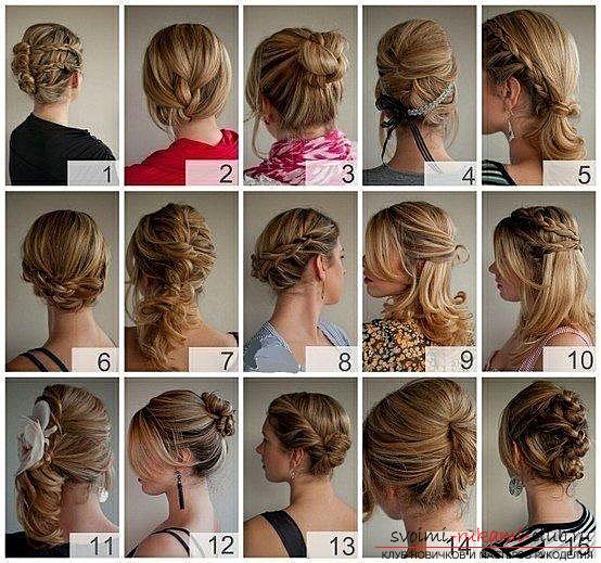 We learn to choose a hairdress on average hair with own hands on a celebration. Photo №4
