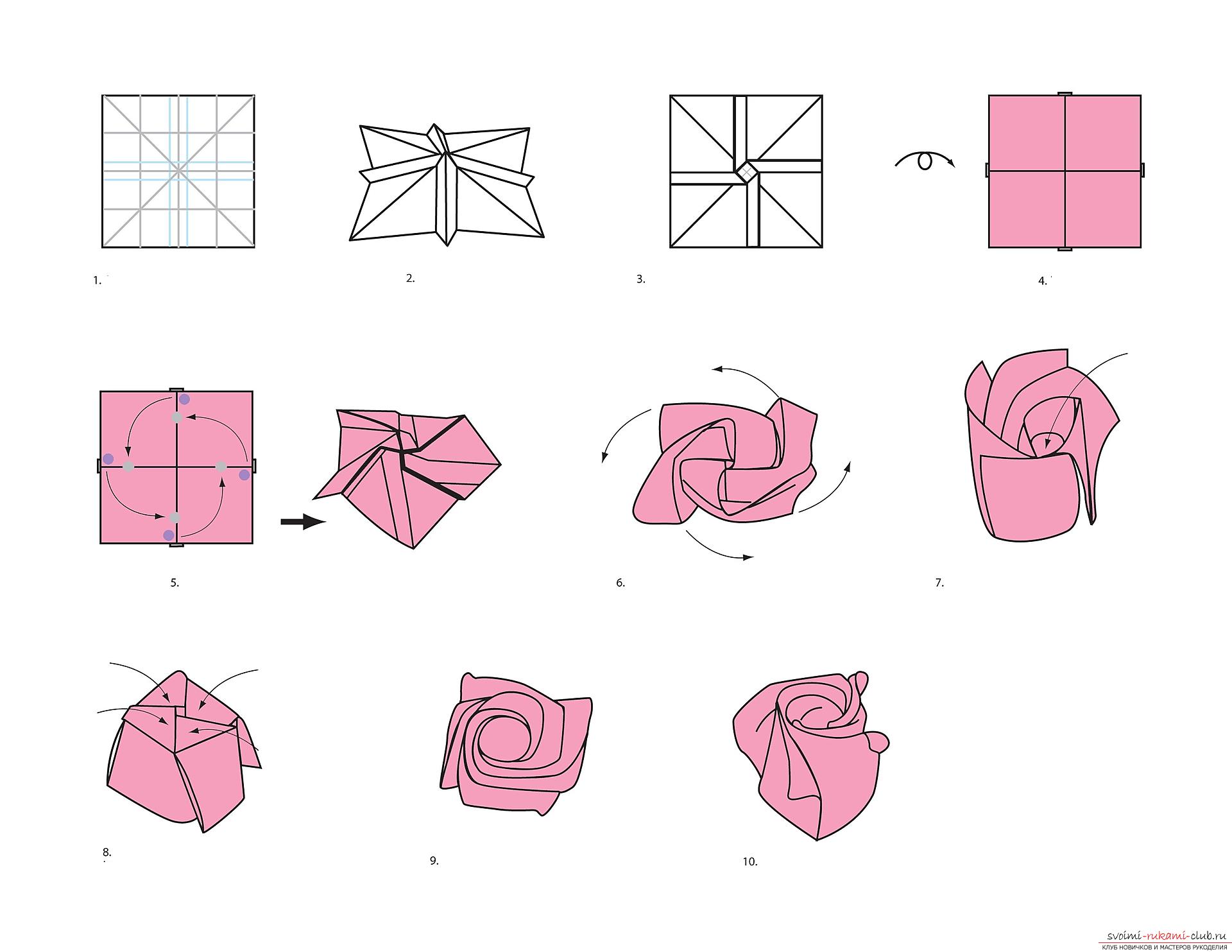 Simple schemes of origami flowers. Photo №4