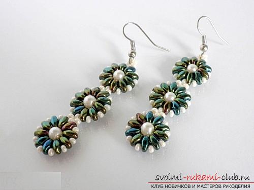 Free master classes on weaving earrings from beads with turn-based photos .. Photo # 12