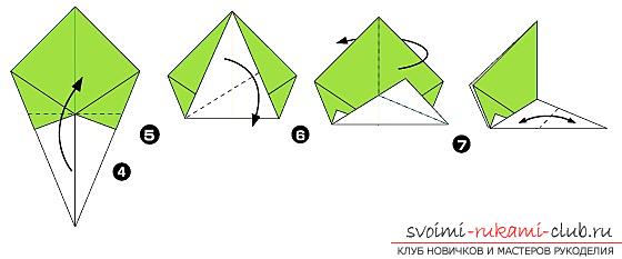 How to fold a nicely napkin or hand-made paper in origami technique, schemes for children of 8 years old. Photo # 31