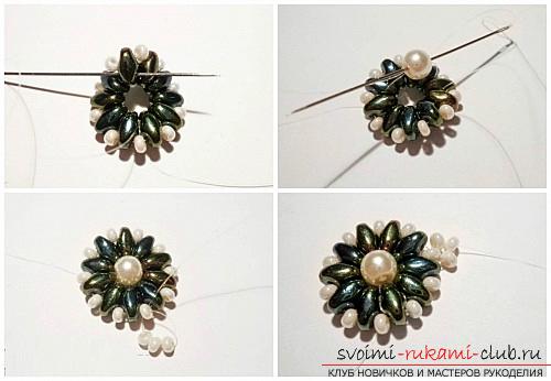 Free master classes on weaving earrings from beads with turn-based photos .. Picture №10