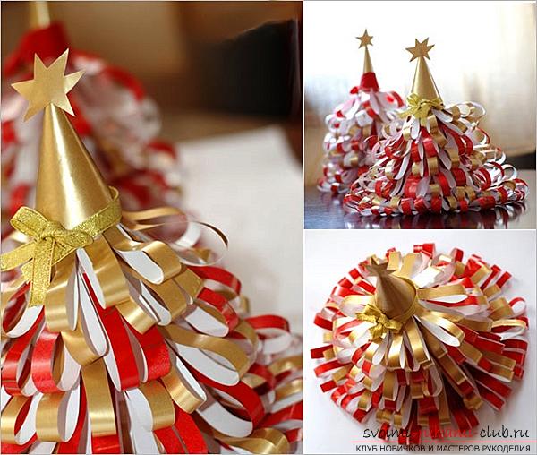 Silvester Handwerk, Weihnachtsschmuck aus Papier, ein Weihnachtsbaum aus Papier mit Ihren eigenen Händen, verschiedene Variationen der Erstellung Taschenlampen aus Papier, Tipps und Empfehlungen für die Arbeit .. Foto №1