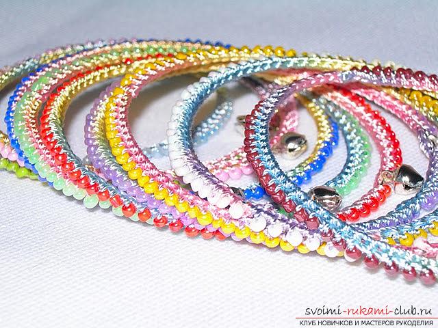 How to make a bracelet with beading? Lessons for beginners. Photo Number 9