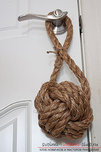 Marine theme in the decoration of the room, the manufacture of the original element in the form of a decorative knot of twine .. Photo # 2