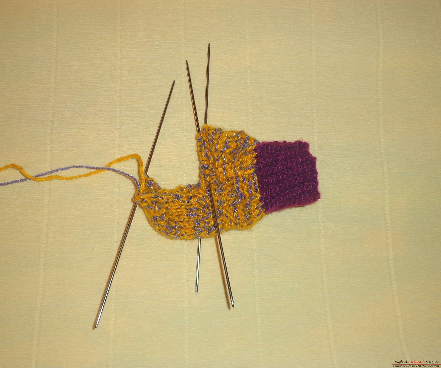 Photo to the lesson on knitting with knitting needles of children's socks "Winter". Photo №6