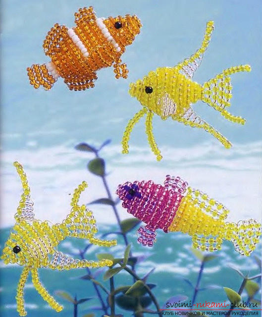 Free schemes of weaving different fish and seahorses from beads .. Photo №1