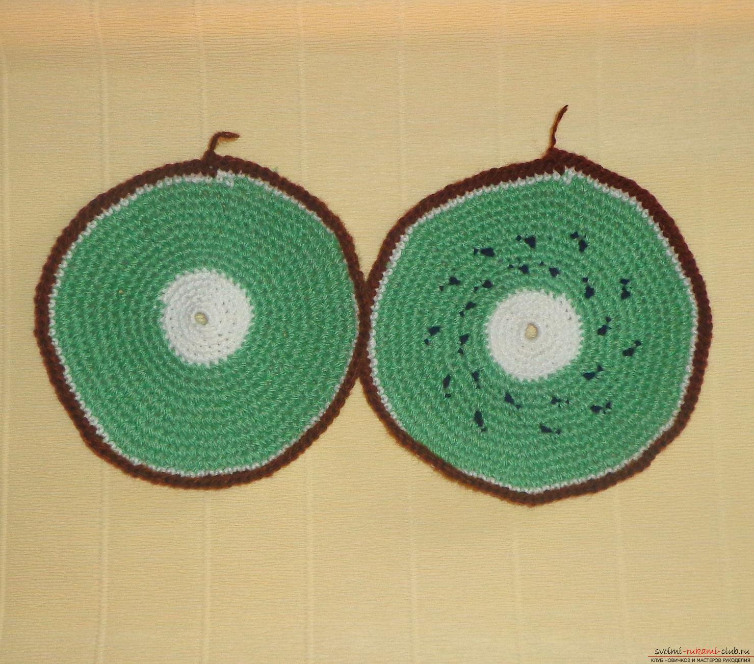 Crochet crochet lesson for hot Kiwi with a description of steps and photos. Picture №10