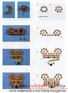 Types of different toys from beads with patterns of weaving. Variants of schemes of weaving beads of toys with the help of various techniques .. Photo №4