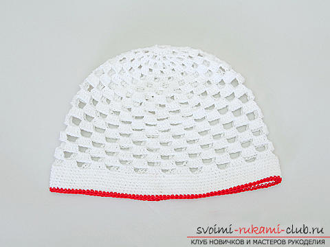 A beautiful cap for a girl crocheted by her own hands. Photo Number 11