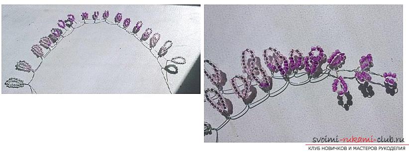 How to weave wisteria from beads, step-by-step photos and a description of the wickerwork of Japanese and Chinese wisteria in loop technique, tips on decorating crafts. Photo №4