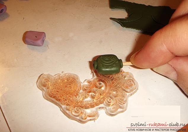 How to make a necklace of polymer clay in the ethno style of the Syrian goddess Ishtar, step-by-step photos and description. Photo №5