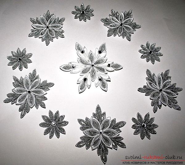 How to make a snowflake Kanzashi own hands for the New Year 2016. Photo # 10