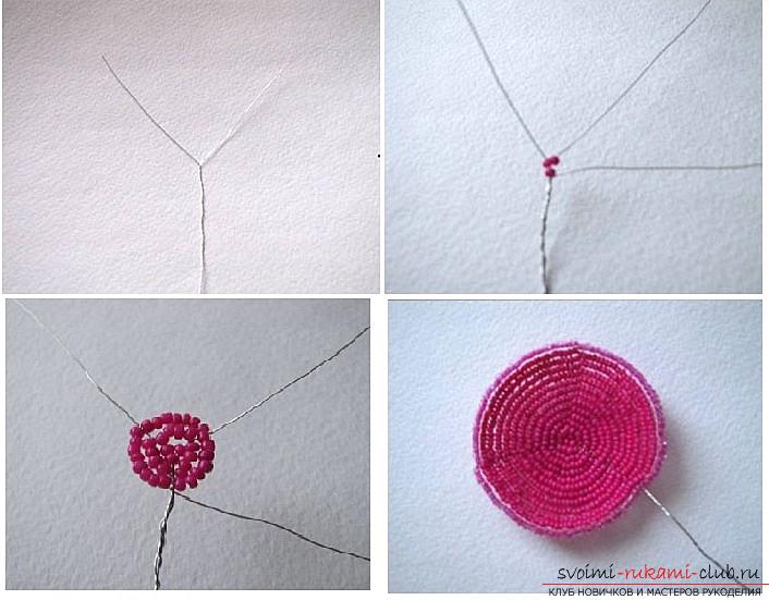 How to weave a rose from beads. step-by-step photos and a detailed description of the weaving of the flower and the leaves of the rose in various techniques. Photo №5