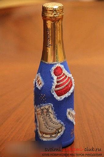 Decoupage gift mini bottles of champagne for the New Year holidays - a lesson. Photo №7