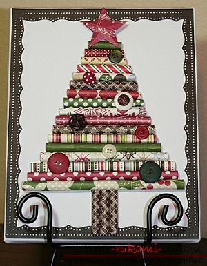 Make a Christmas tree with a scrapbooking technique: a ready template for an idea .. Photo # 1