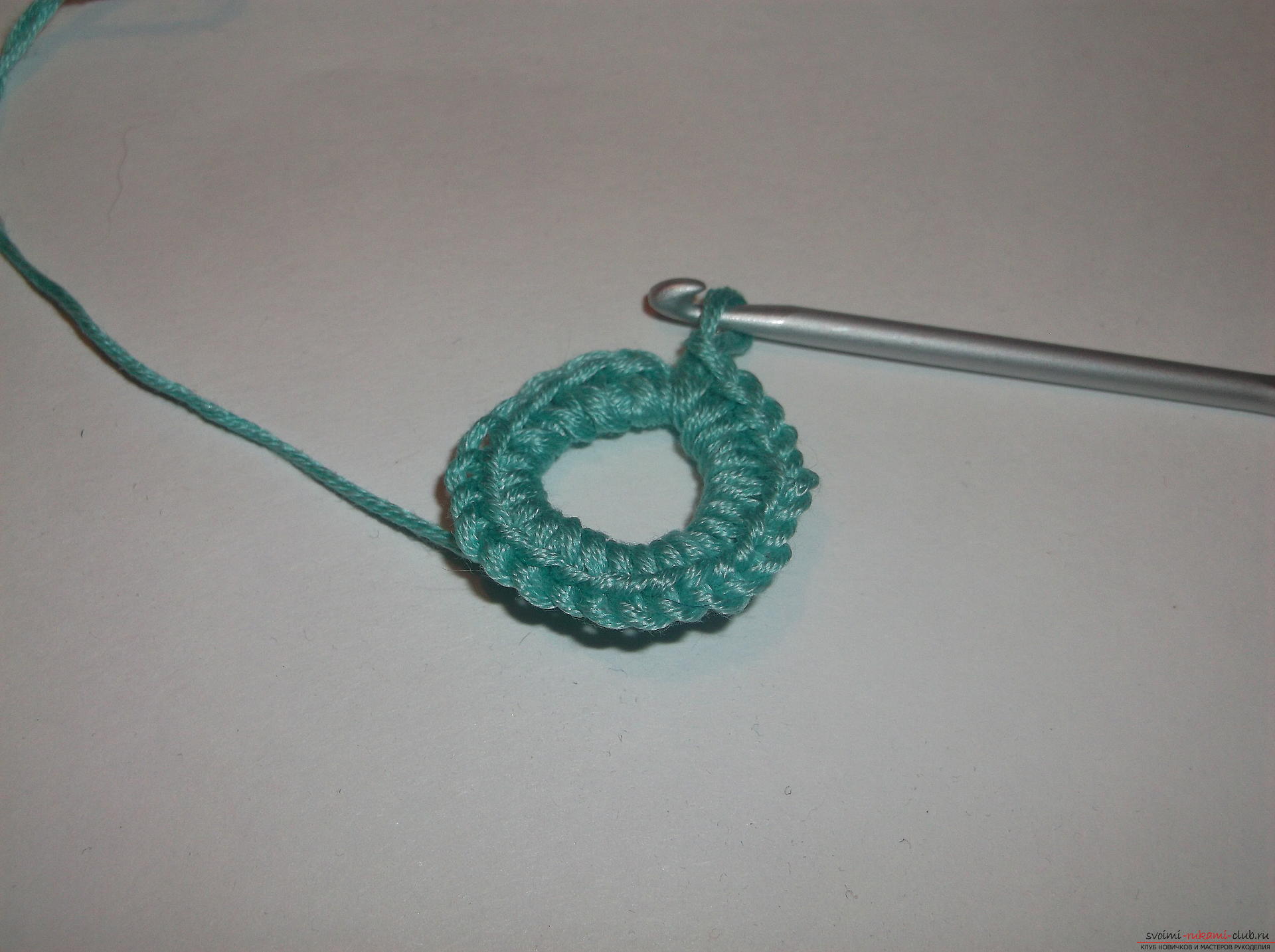 A lesson on crochet crochet lilac poppy. Photo №8