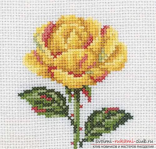 Schemes of embroidery of tea roses. Photo №1