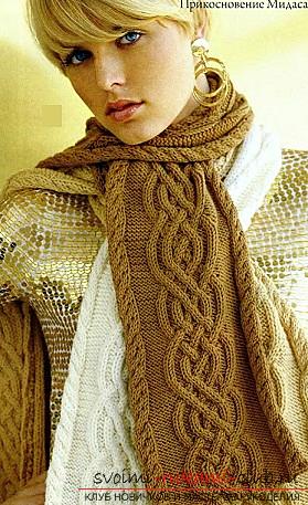 Schemes and a detailed description of knitting knitted scarvesand crochet, photos of finished products, recommendations and advice on the implementation of various scarves, arans, lush columns and many other patterns for scarves. Photo number 15
