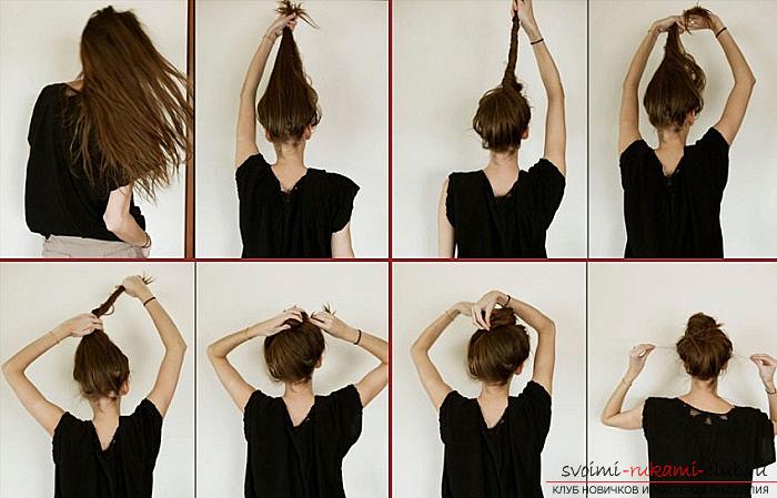 A simple bundle in the basis of the original hairstyles: tips for creating different hairstyles for medium hair with your own hands .. Photo # 2