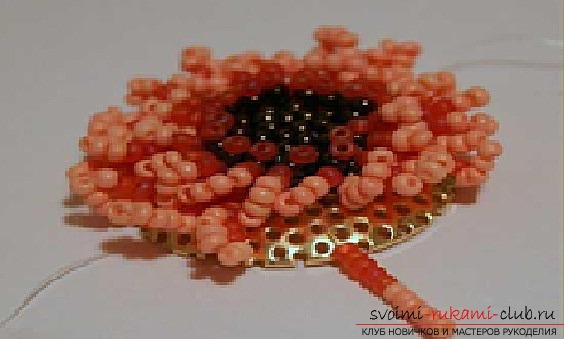 Flowers gerbera from beads step by step. Photo №6