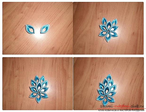 How to make a rim decoration for the hair in the form of turquoise flowers in Kansas technique, free, detailed photos and description. Photo №5