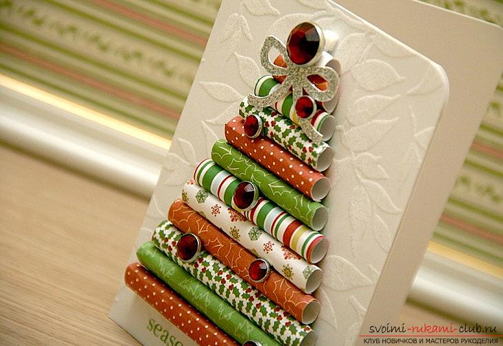 Creation of a design card for Christmas holidays - a master class. Photo №1