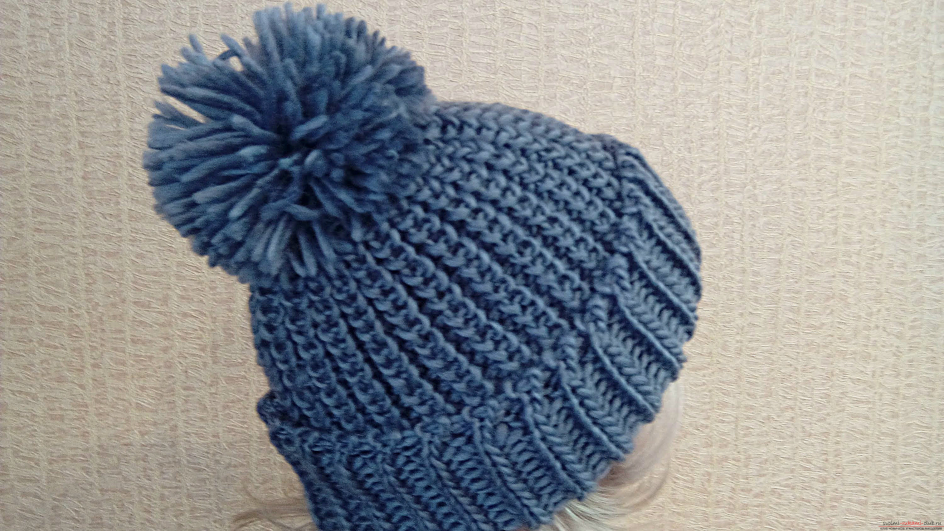 a knitted hat with a lapel. Photo №4