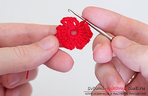 How to knit crochet flowers, tips and master classes with a photo .. Photo # 10