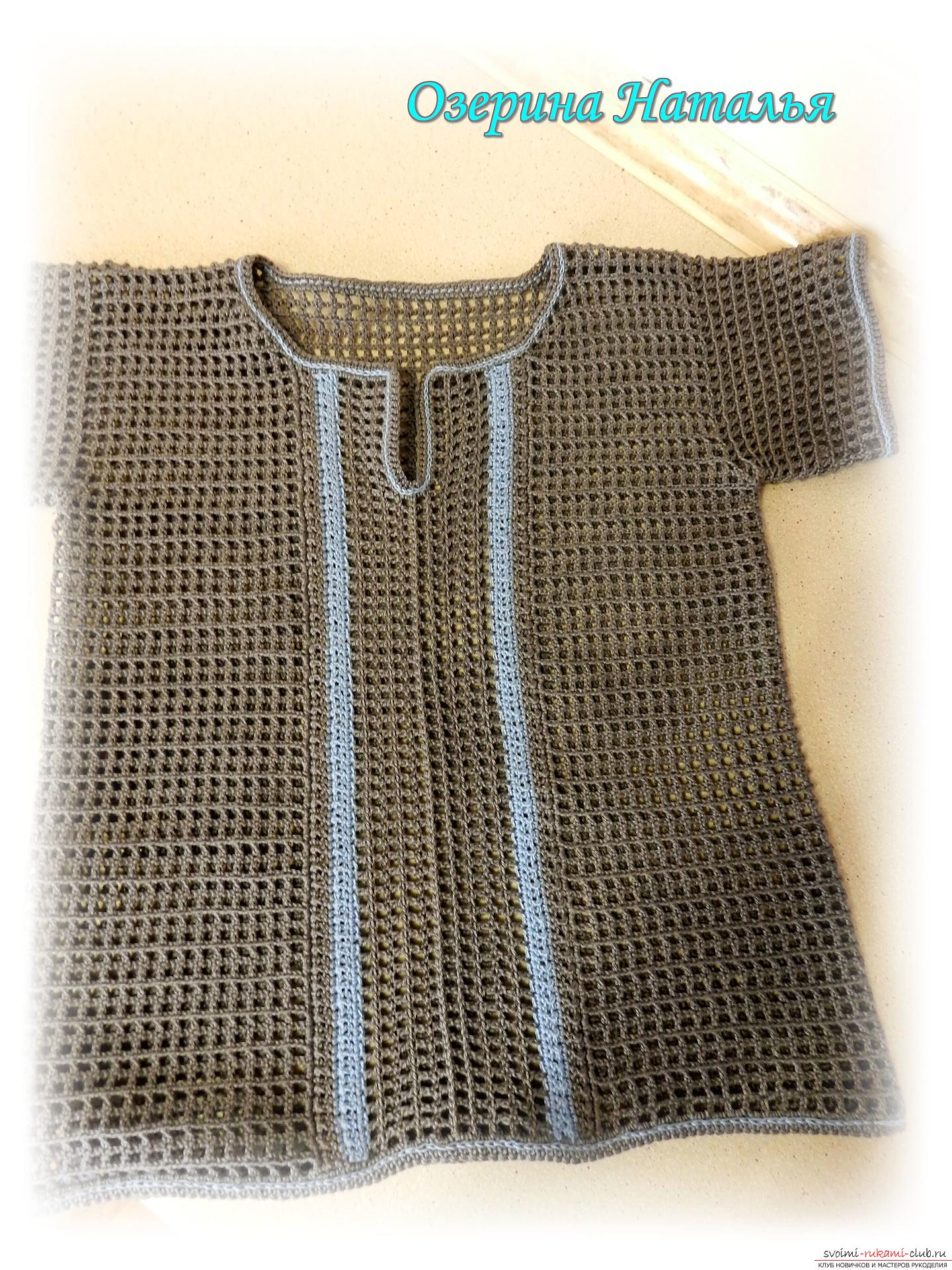This master class will teach you how to crochet children's clothes - a shirt with a sirloin net. Photo Number 18