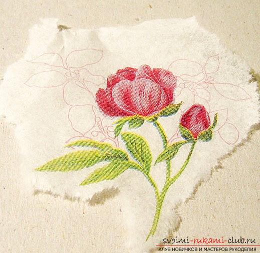 New Year's decoupage of a picture from a napkin for a postcard - Christmas master class. Picture №3