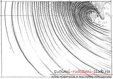 Lesson of drawing a sea wave. Photo Number 9