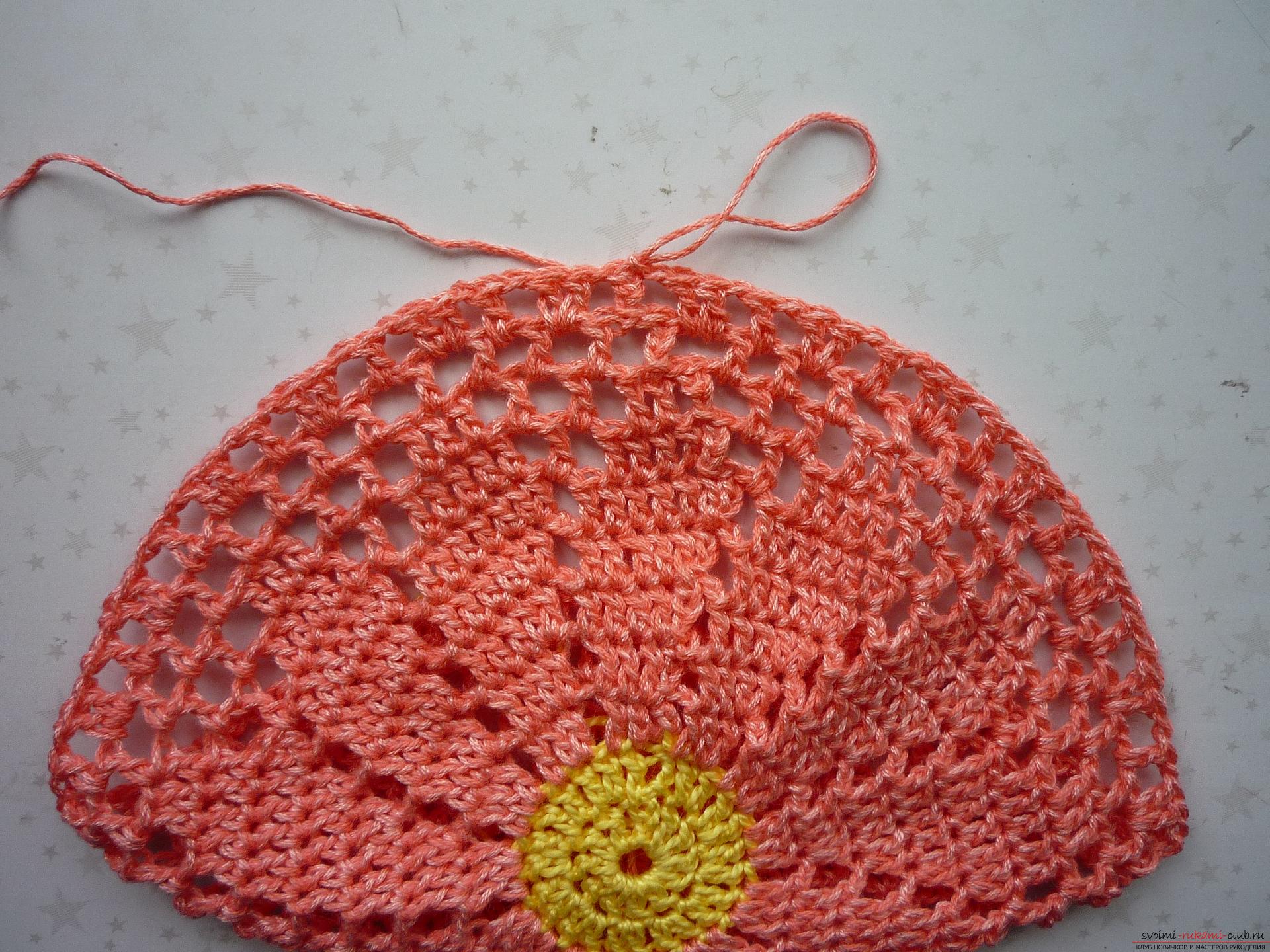 This detailed master class contains crochet lessons for beginners and will teach how to crochet a summer hat. Photo # 12