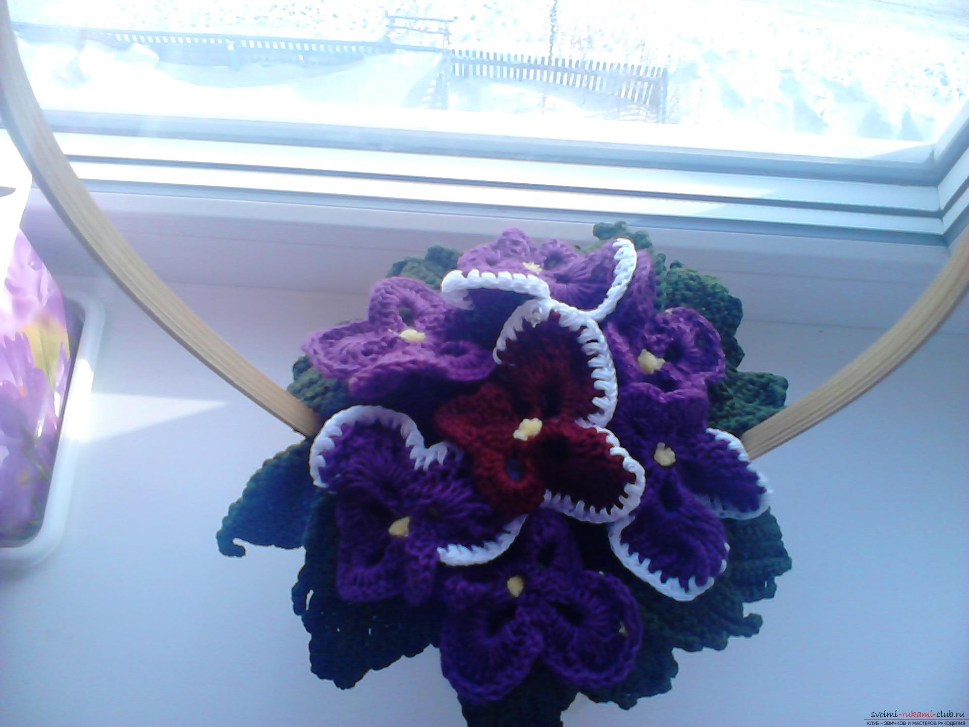 Bouquet from knitted flowers. Photo # 2
