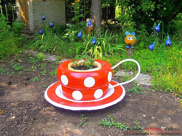 Create a figure for the garden of the tire. Lessons for crafts for free .. Picture №1