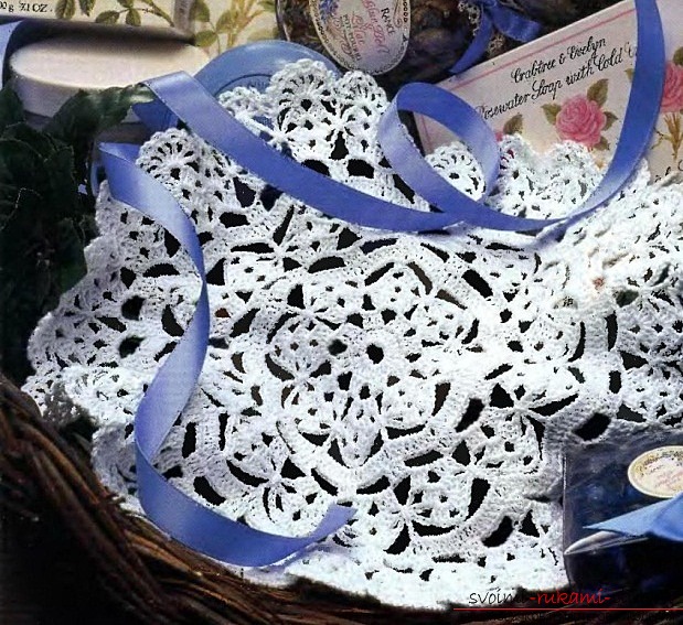 crocheted lace napkin for home. Photo №1