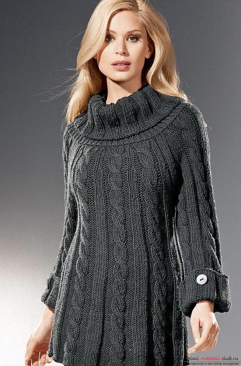 Knitted tunic with knitting needles. Photo # 2