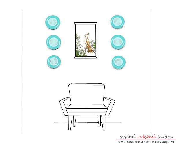 Tips for decorating walls using plates with your own hands, recommendations and photo illustrations to various decor techniques .. Picture №3