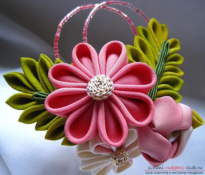 We learn how to make Tsumami Kanzashi with our own hands quickly and easily. Photo №1