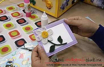How to make a flower arrangement in the technique of quilling for a postcard? Master Class. Photo Number 11