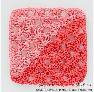 Schemes and description of knitting crocheted square motifs. Photo №4