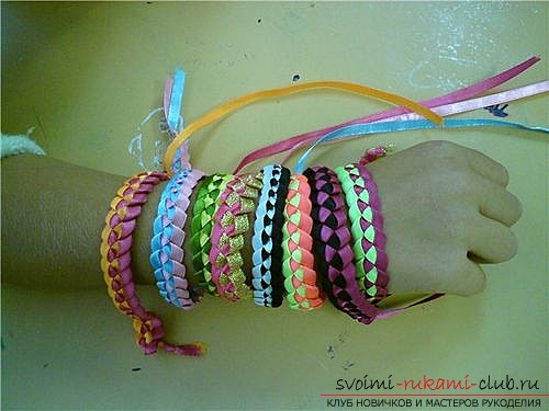 Puff bracelets from ribbons with your own hands. Photo №4