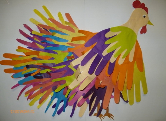 Hand rooster - craft for children