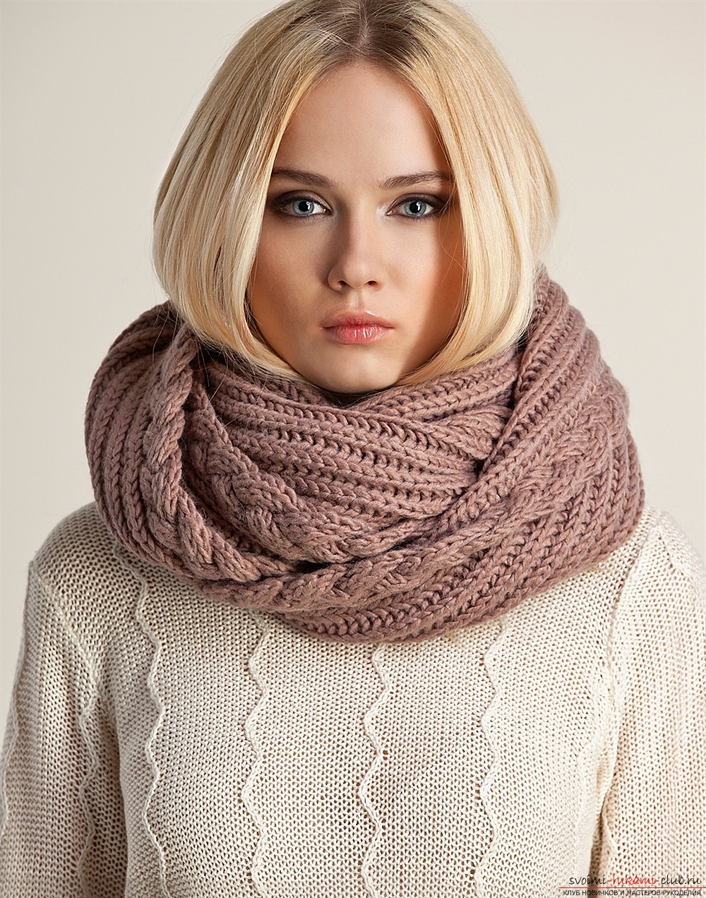 knitted knitted scarf-tube. Picture №3