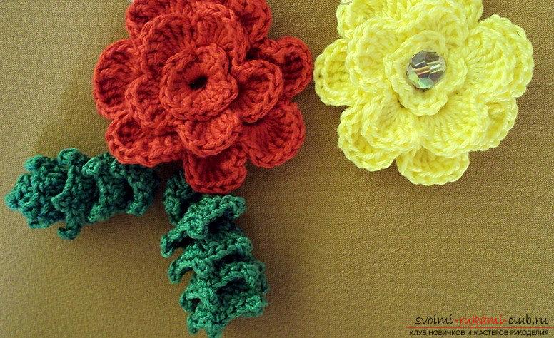 A knitting pattern for a multi-layer flower crochet for children is a diagram and description. Photo №5