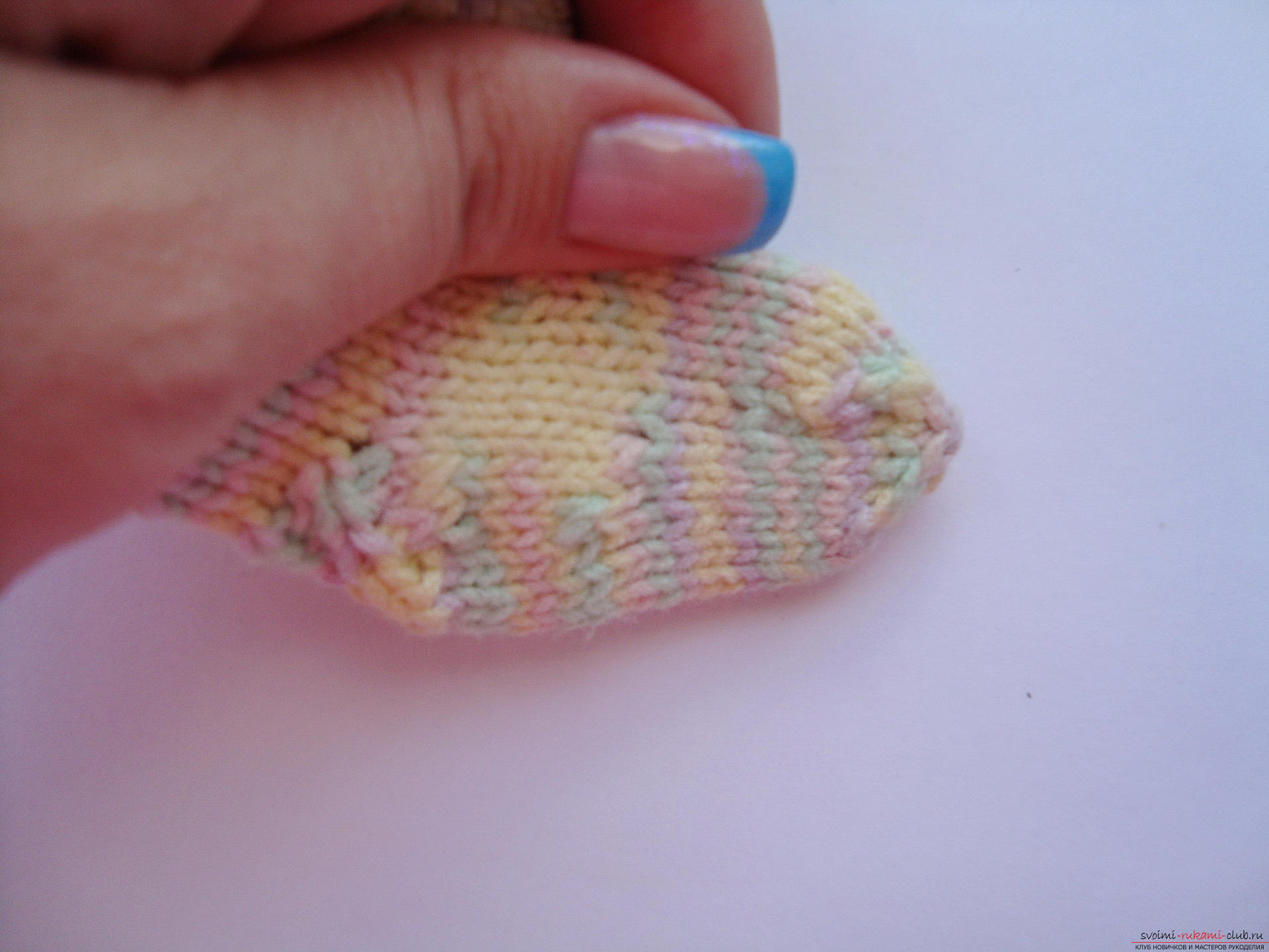 Knitted socks knitted on toothpicks - step by step instruction. Photo number 12
