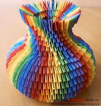 How to make a vase for a flower using origami technique. Lesson is free .. Picture №1