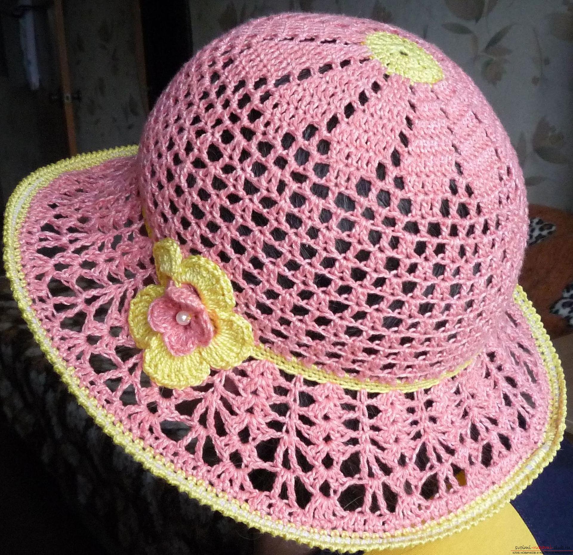 This detailed master class contains crochet lessons for beginners and will teach how to crochet a summer hat .. Photo # 32